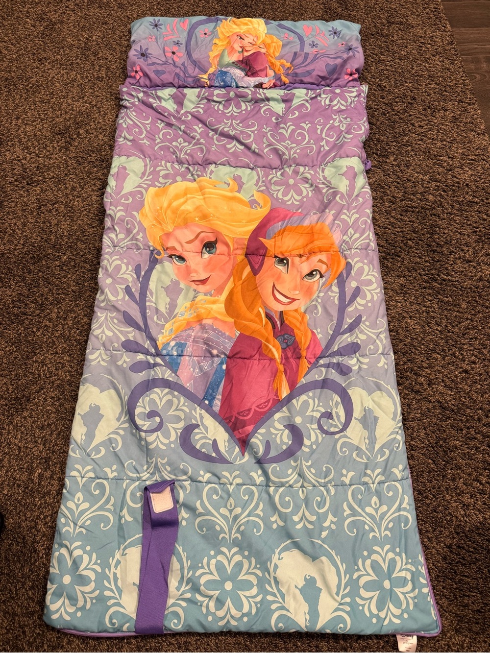 Disney Frozen Anna & Elsa Kids Sleeping Bag in Purple and Blue